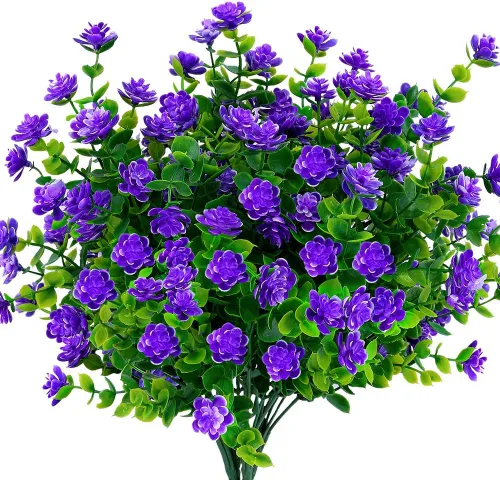 Flores artificiales, plantas falsas al aire libre resistentes a los rayos UV, arbustos de boj de plástico sintético, 4 paquetes, para interiores y