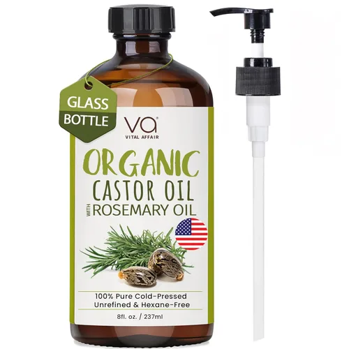 Miniatura 12 de Aceite de ricino orgánico prensado en frío sin refinar de VITAL AFFAIR en botella de vidrio - Aceite de ricino certificado por la USDA