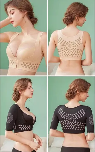 Miniatura 7 de EFTCAL Chaleco moldeador con cierre frontal para mujer, moldeador de pecho con realce, corrección de postura de espalda