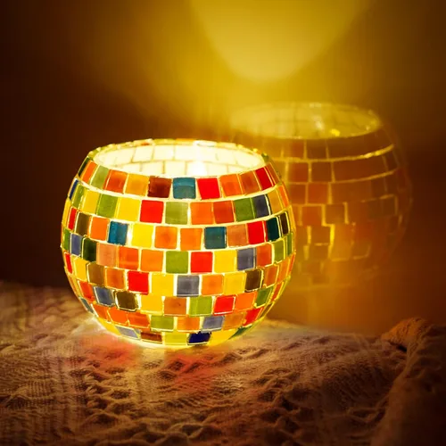 Miniatura 2 de Kit de portavelas de mosaico de vidrio, kits de mosaico de bricolaje para adultos y manualidades para niñas de 8 a 12 años, artes y manualidades