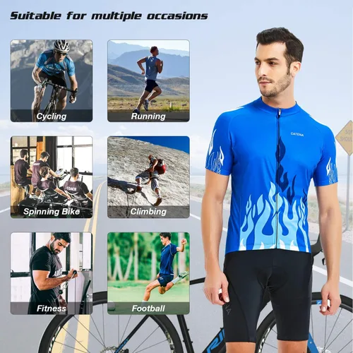 Miniatura 6 de CATENA Men's Cycling Jersey Short Sleeve Shirt Running Top Moisture Wicking Workout Sports T-Shirt