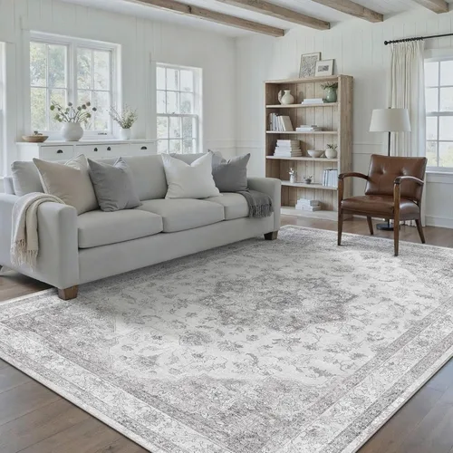 Miniatura 86 de PureCozy - Alfombra de área beige de 8 x 10, lavable, vintage, alfombra para sala de estar, dormitorio, gran alfombra suave retro de pelo bajo