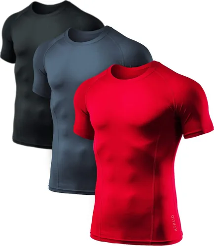 ATHLIO Paquete de 1 o 3 camisetas de compresión de manga corta para hombre, camisetas deportivas de capa base, camiseta de entrenamiento atlético