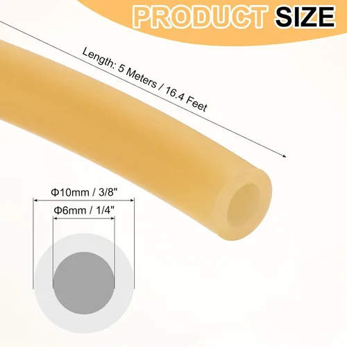 Miniatura 2 de uxcell Tubo de goma de látex natural, 1/4 pulgadas de diámetro interior x 3/8 pulgadas de diámetro exterior de 16.4 pies, manguera de goma elástica