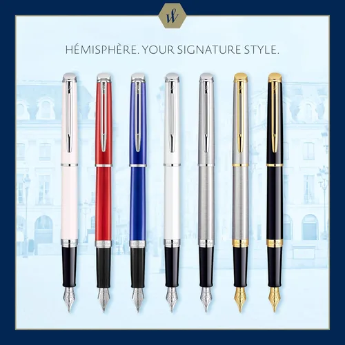 Miniatura 7 de Waterman - Pluma estilográfica negra con embellecedor dorado Hemisphere, Negro