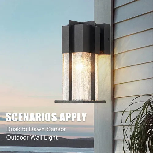 Miniatura 7 de Lámpara de pared del atardecer al amanecer, moderna iluminación de pared al aire libre con cristal agrietado, lámpara de montaje en pared exterior