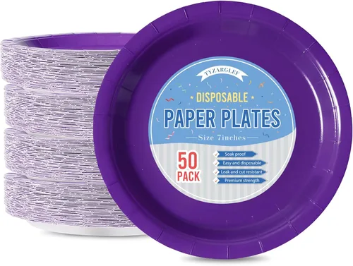 Miniatura 23 de Platos de Papel Desechables Negros, 50 Unidades Platos de Postre para Pastel de 7 Pulgadas a Granel para Suministros de Fiesta, Platos de Fiesta