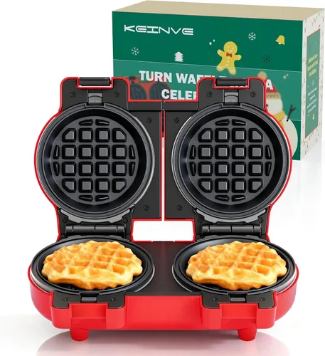 Miniatura 2 de KEINVE Platos para hacer gofres de árbol de Navidad de 4 pulgadas, fáciles de liberar, aptos para lavavajillas, platos antiadherentes para waflera