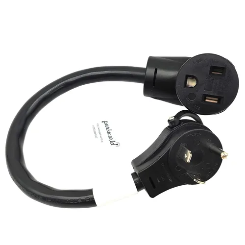 Parkworld 63500 RV 3 clavijas 30A NEMA TT-30P macho a soldadura 50 AMP 6-50R cable adaptador de soldador hembra, 30 amperios 125 voltios, calibre