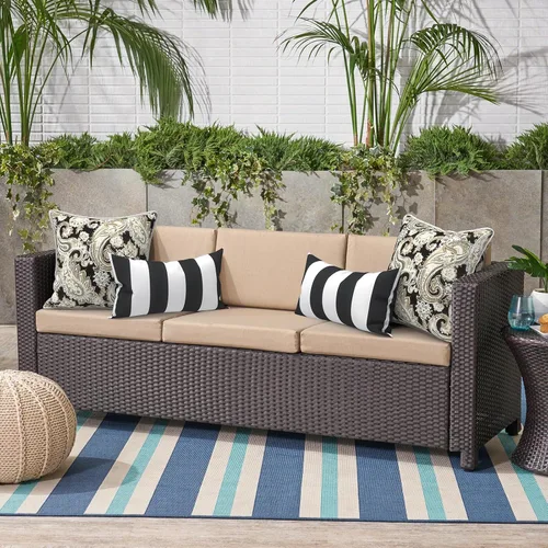 Miniatura 334 de Juego de 2 almohadas para exteriores de 16 x 16 pulgadas, repelentes al agua con interiores, para muebles de patio, hogar, jardín, geometría bohemia