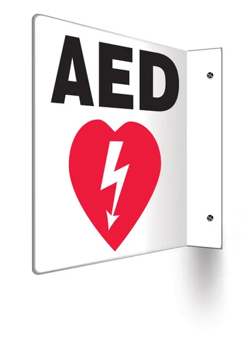 Miniatura 3 de Accuform Signs PSP609 cartel 3D con el texto "AED" y logotipo, panel de 6 pulgadas por 5 pulgadas, 1/8 de pulgada, plástico grueso de alto impacto