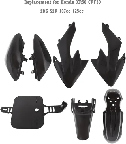Miniatura 3 de Juego de guardabarros de plástico negro repuesto para Honda XR50 CRF50 SDG SSR 107cc 125cc Dirt Pit Bike