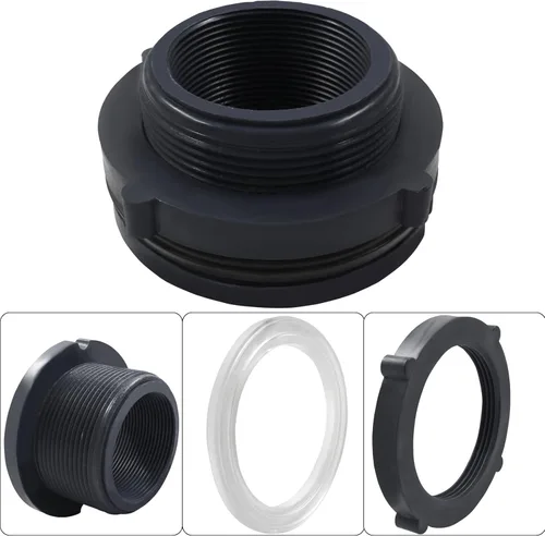 Miniatura 4 de Paquete de 1 accesorio de mamparo de PVC de 2 pulgadas, rosca hembra NPT2 (2-1/4 pulgadas de diámetro interior) para barriles de lluvia, acuarios