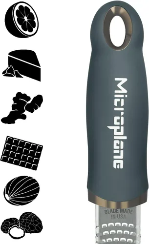 Miniatura 2 de Microplane Rallador Zester Premium en After Dark Gray Herramienta ralladora de limón, rallador de queso duro y verduras Para cítricos, queso