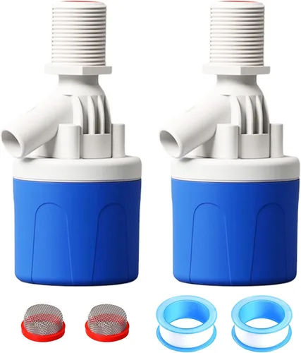 Válvula de flotador de agua de 1/2 pulgada, paquete de 2 válvulas de control automático de nivel de agua para tanque de agua, canaleta de agua,