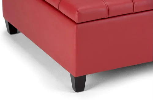 Miniatura 9 de Allora Mesa auxiliar cuadrada de piel sintética de 36 pulgadas de ancho, otomana de almacenamiento, color rojo carmesí