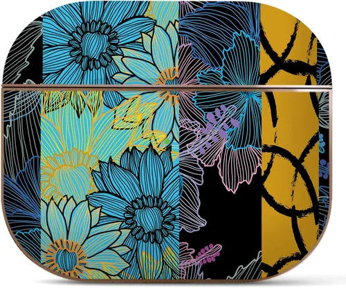 Berkin Arts Funda compatible con AirPods Pro de 2ª generación, ultra delgada, protetiva, con llavero, arte abstracto geométrico, patrón floral de