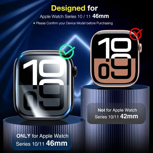 Miniatura 2 de LK [6 unidades] Protector de pantalla para Apple Watch Series 11 de 46 mm Series 10 [Flexible TPU, no vidrio] Auto-reparación, cobertura máxima, sin