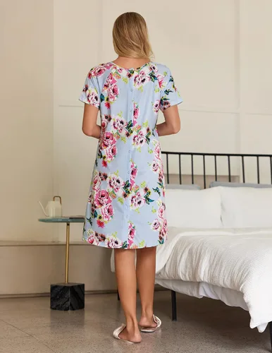 Miniatura 5 de Ekouaer - Camisón con botones y manga corta para mujer, vestido para lactancia, parto, hospital y maternidad, tallas S-XXL