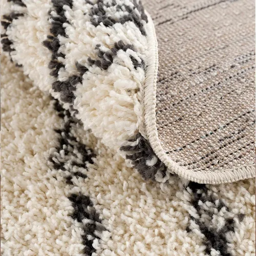 Miniatura 18 de Hauteloom, Duncans - Alfombra de estilo granja de pelo mullido para sala y dormitorio, con borlas - Beige, carbón, gris - 2 pies 7 pulgadas x 7 pies