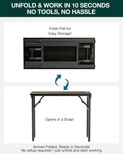 Miniatura 3 de Frylr Pequeño escritorio plegable para computadora, mesa portátil de 35.8 pulgadas para manualidades y estudio, escritorio ligero para espacios