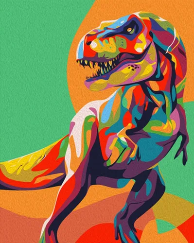 Miniatura 8 de Elftoyer - Pintura por números para niños y adultos y principiantes, kits de regalo de pintura en lienzo DIY para decoración del hogar - Dinosaurios