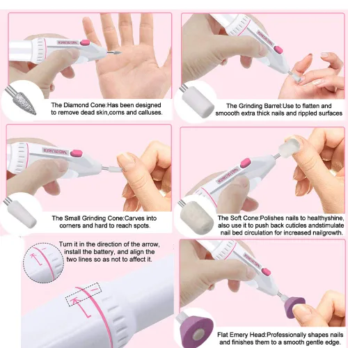 Miniatura 3 de Kit de taladro eléctrico portátil para uñas, manicura y pedicura, máquina de pulir para pulir y pulir, kit de manicura personal y pedicura