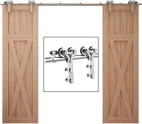 Miniatura 26 de TSMST Kit de herrajes para puerta corrediza de granero de 6.6 pies, riel de puerta de granero resistente de acero inoxidable para montaje superior