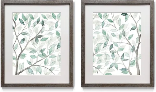 Miniatura 29 de Arte floral para pared, marco rústico de plata envejecida, juego de decoración de pared de 2 piezas: plumeria, caléndula, flores silvestres
