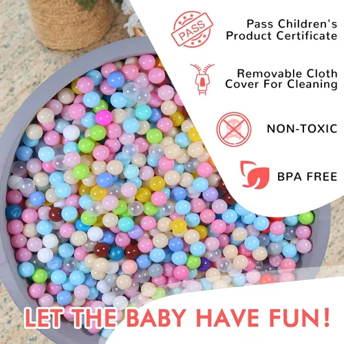 Miniatura 3 de Pozo de bolas de espuma para niños, alberca de bolas suaves para niños, piscina de bolas infantil, juguetes ideales para niños, 47 pulgadas gris