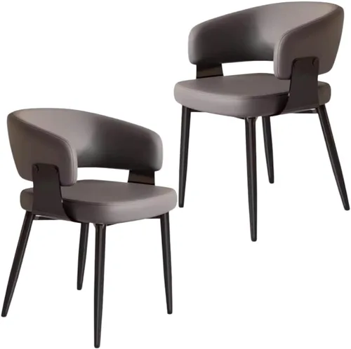 Miniatura 22 de YVYKFZD Juego de sillas de comedor, silla de comedor con patas de metal y respaldo curvo, sillas de cocina tapizadas de cuero, reposabrazos, silla