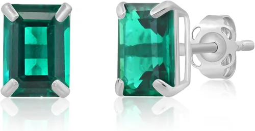 14k Gold Solitaire Emerald Cut Stud Earrings for Women 7x5mm Birthstone Earrings Gemstone Earrings for Women Gemstone Stud Earrings for Women by