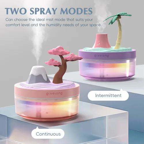 Miniatura 4 de Mini humidificador para dormitorio, humidificador de aire silencioso con decoración de paisaje para guardería, oficina, habitación pequeña y Cerezo