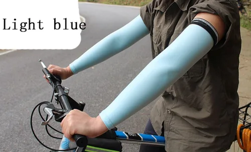 Miniatura 3 de Mangas de brazo para mujeres y hombres, ciclismo armwarmers verano protección solar UV 2 pares (azul+azul claro)