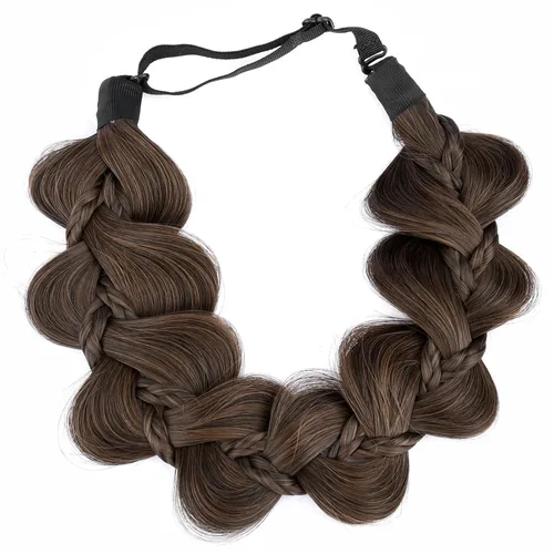 Miniatura 35 de Diadema clásica de cabello sintético trenzado de 5 hebras, trenzas gruesas y anchas, extensión de cabello con elástico para mujeres y niñas
