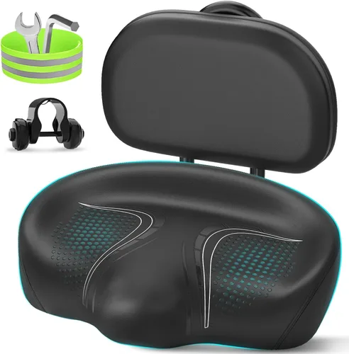 Miniatura 12 de BLUEWIND Nuevo asiento de bicicleta de gran tamaño sin nariz, asiento de bicicleta ancho, diseño de respaldo novedoso para bicicleta eléctrica
