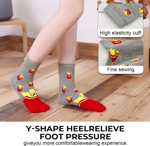 Miniatura 2 de Calcetines de algodón para mujer, calcetines de cinco dedos, coloridos y divertidos, calcetines casuales para mujer