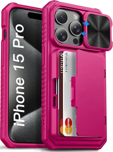 Miniatura 31 de Vihibii Funda para iPhone 13 Pro Max/iPhone 12 Pro Max con tarjetero (4 tarjetas) [bloqueo RFID] y cubierta de cámara deslizante, protección contra