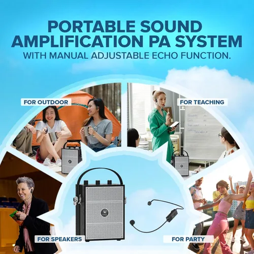 Miniatura 7 de Amplificador de voz Bluetooth 5.3 con auriculares de micrófono inalámbrico, micrófono amplificador inalámbrico personal para profesores, megafonía