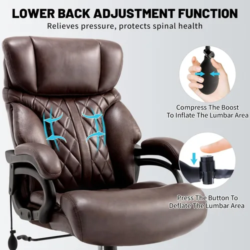 Miniatura 6 de Sillas de oficina grandes y altas de 600 libras para personas pesadas, silla de oficina ejecutiva resistente con asiento extra ancho y soporte