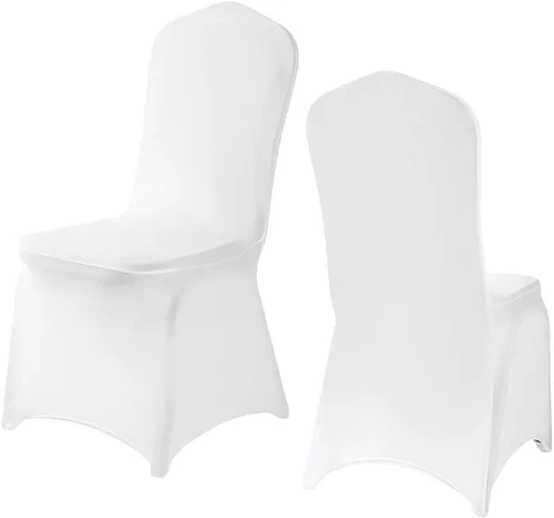 Miniatura 11 de Yahpetes 2 fundas para silla, de poliéster negro, fundas para sillas de banquete, parte delantera plana, elásticas, de elastano, para bodas