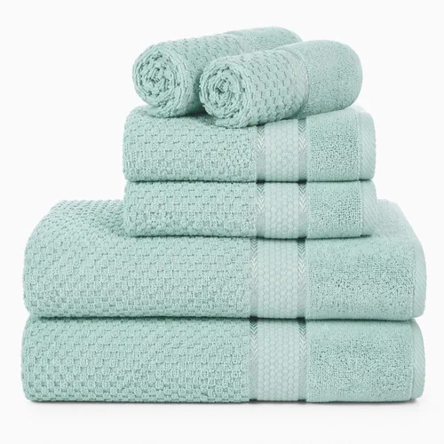 Miniatura 14 de Ample Decor Juego de toallas de baño 100% algodón, 6 piezas, suaves y absorbentes, de secado rápido, juego de toallas de baño