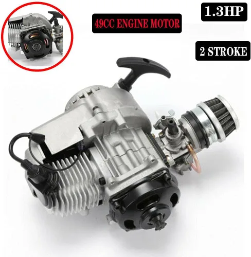 Miniatura 8 de Motor de motor de 2 tiempos de 49 cc, mini motor de arranque de gasolina de 1.3 HP para bicicleta de bolsillo, mini motocross, ATV Scooter