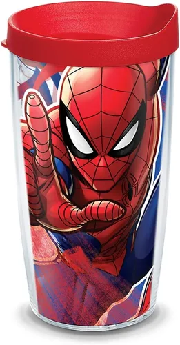 Tervis Vaso aislado de doble pared de Marvel Spider-Man Iconic hecho en Estados Unidos mantiene las bebidas frías y calientes, 16 onzas, clásico