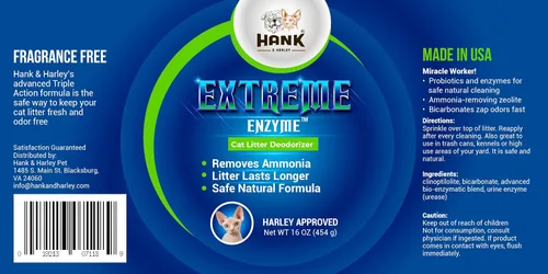 Miniatura 3 de Extreme Enzyme, eliminador de olores de arena CAT. Polvo desodorizante de triple acción con enzimas naturales, removedores de amoníaco y bicarbonato