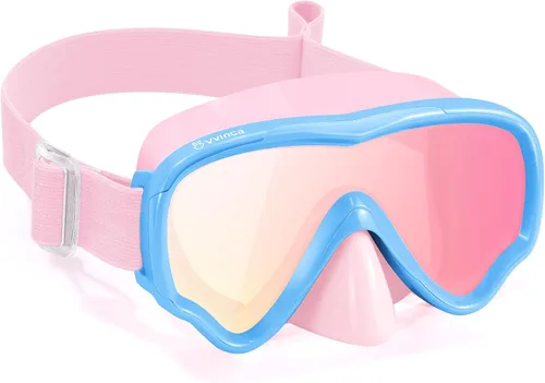 Miniatura 14 de Vvinca Kids-Goggles with Nose Cover, Diving Mask Elastic Fabric Strap Anti Fog Anti Shattered Lens for Kids Swim Goggles 3-14 11-verde