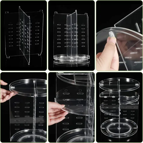 Miniatura 6 de COYAHO Organizador de maquillaje giratorio 360, encimera giratoria, estante de soporte para cosméticos, organizadores de maquillaje y almacenamiento