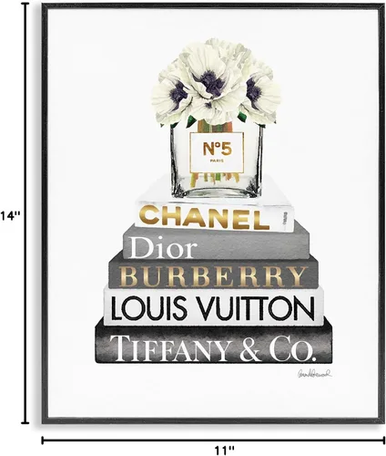 Miniatura 10 de Arte mural con diseño de libro de moda glamuroso en flor blanca floreciente de Stupell Industries, 11 x 14, enmarcado en negro Stupell Industries