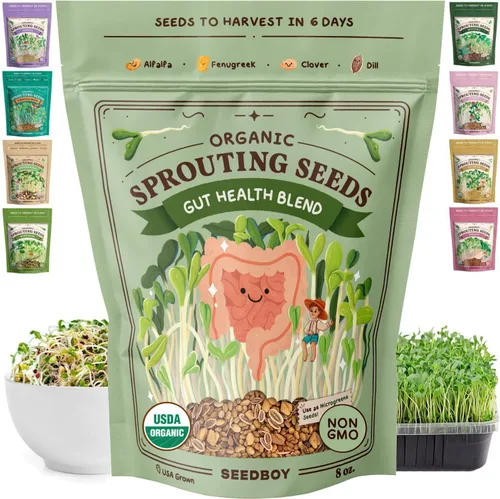 Miniatura 12 de Seedboy Semillas orgánicas sin OMG, mezcla de ensalada fresca, mezcla de microverduras cultivadas en Estados Unidos con alfalfa, brócoli, rábano