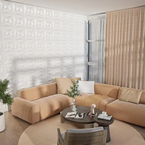 Miniatura 3 de Paneles de pared 3D de PVC blanco, paquete de 33 unidades de 11.8 x 11.8 pulgadas, diseño geométrico para actualización de decoración moderna